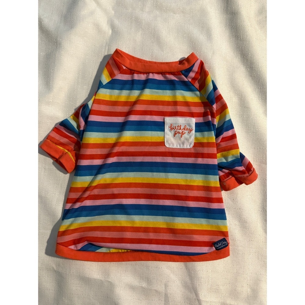 Packed Party Birthday Pup Dog Shirt Rainbow Striped Pocket Pet Apparel